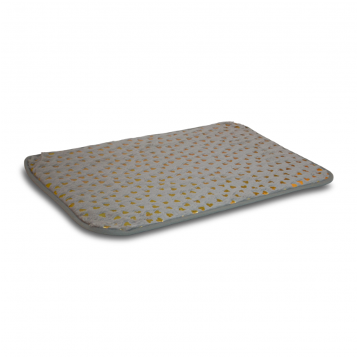 alfombra microfibra 40 x 60 cm gris con corazones dorados