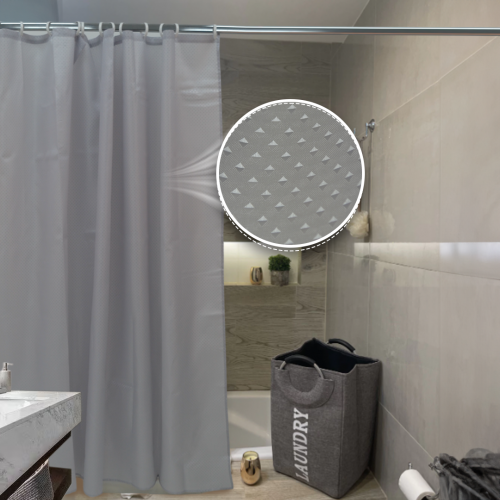 Cortina baño 180 x 180 cm tramado rombo gris