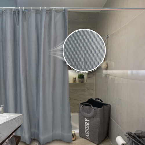 Cortina de baño 180 x 180 cm tramado puntos gris