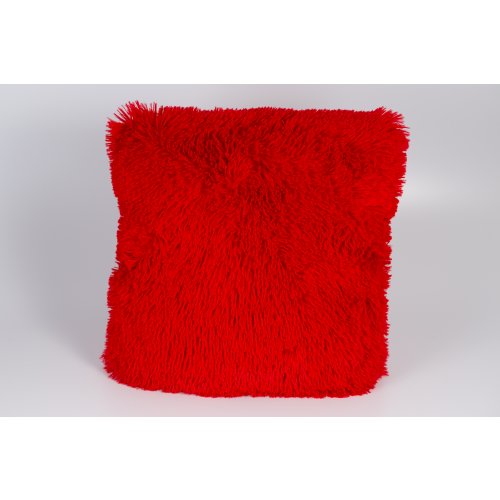 Funda de almohadon 40 x 40 cm pelo largo rojo.