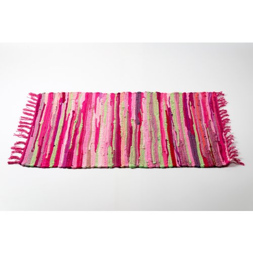 Alfombra algodón rayada 50 x 80 cm rosa