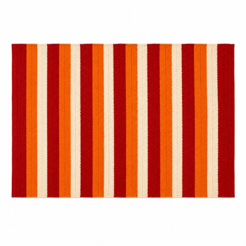 Alfombra algodon 120x180 cm blanca naranja y roja