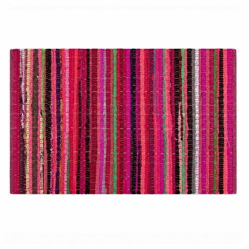Alfombra algodón Chindi multicolor base rosa