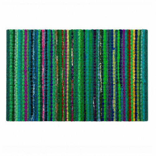 Alfombra algodón Chindi multicolor base verde