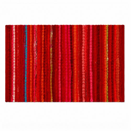 Alfombra algodón Chindi multicolor base roja