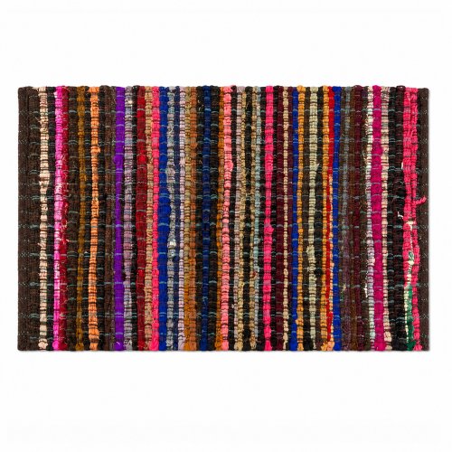 Alfombra algodón Chindi multicolor base marron