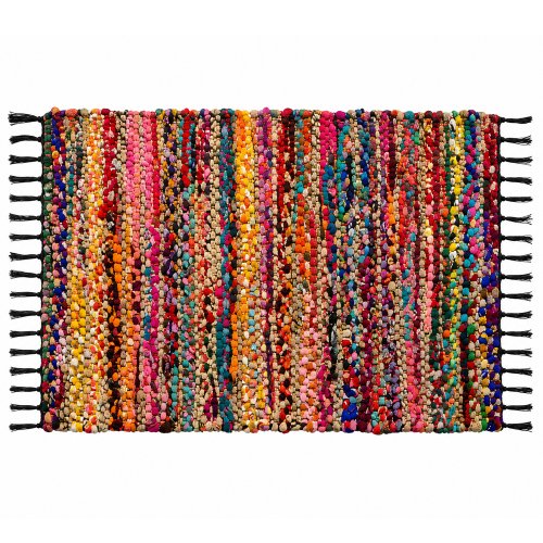 Alfombra chindi, yute y algodón multicolor