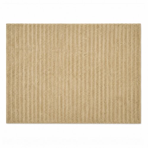 Alfombra algodón y polyester lisa natural con franjas de pelo