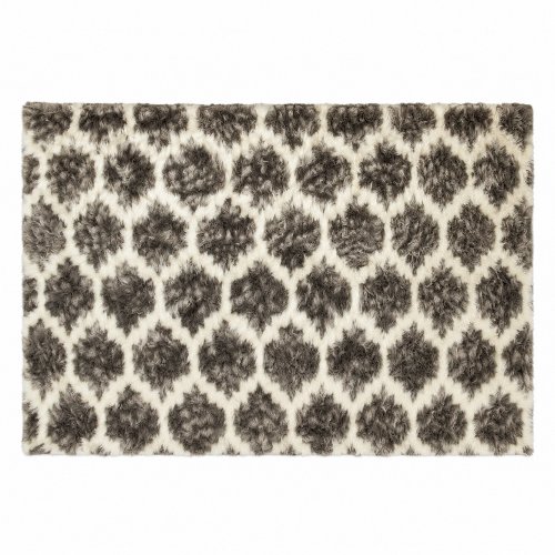 Alfombra peluda 120 x 180 cm blanco con rombos grises