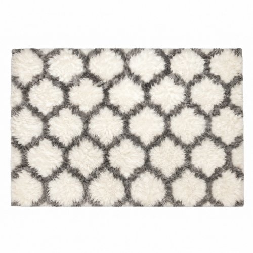 Alfombra peluda 120 x 180 cm gris con rombos blancos