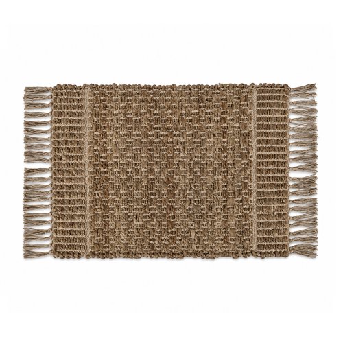 Alfombra yute y algodón natural panal con flecos