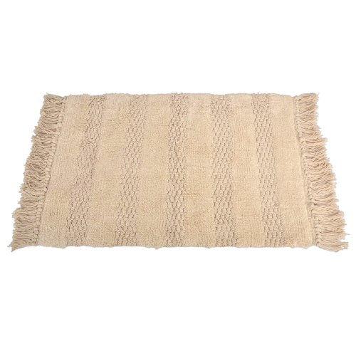 Alfombra algodón 40 x 60 cm natural franja pelos y flecos