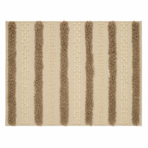 Alfombra algodón guardas natural y beige topito y pelo