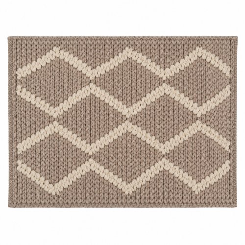 Alfombra natural con rombos bordados blancos