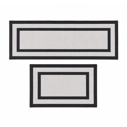 Set x 2 alfombras 45 x 75 cm y 45 x 120 cm gris con bordes negros