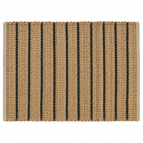 Alfombra yute y algodón lineas negro