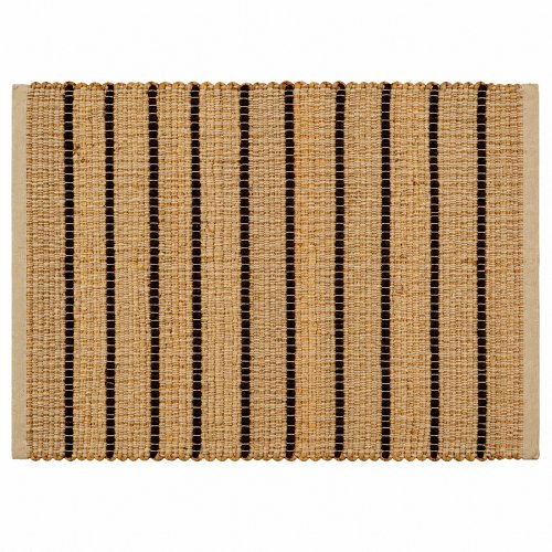 Alfombra yute y algodón lineas marrón