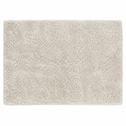 Alfombra de algodón y lana pelo corto natural con flecos