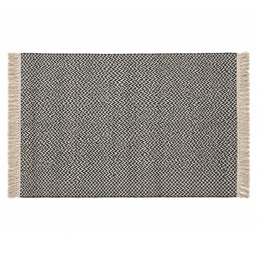 Alfombra diagonales zigzag negro y natural