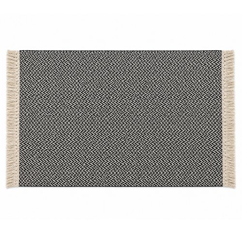 Alfombra diagonales zigzag negro y natural