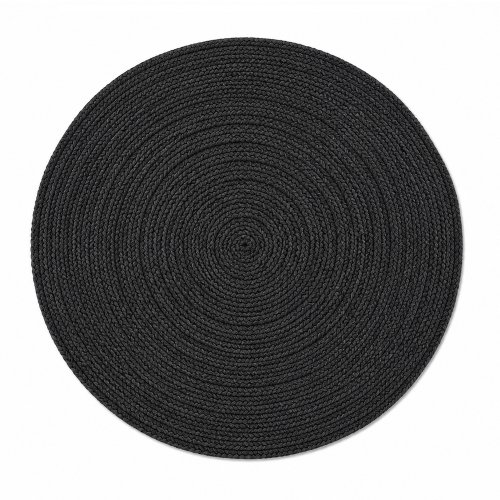Alfombra yute 180 x 180 cm R redonda negra