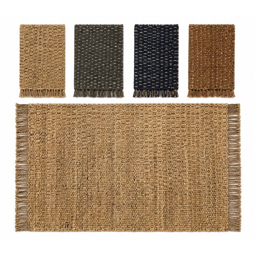 Alfombra yute 60 x 90 cm nudos con flecos colores surtidos