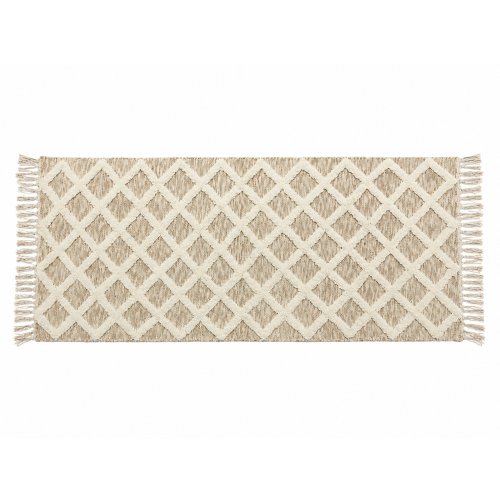 Alfombra beige con rombos natural y flecos