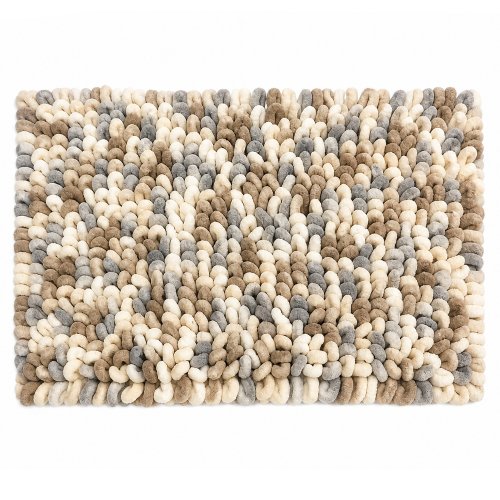 Alfombra 50 x 80 cm con bucles en tonos beige, natural y gris