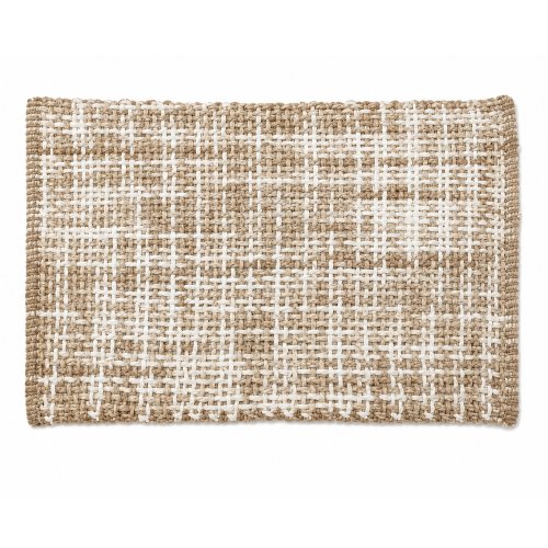 Alfombra 50 x 80 cm con tejido grueso y entramado beige