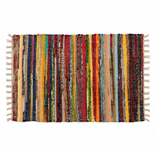 Alfombra 50 x 80 cm de algodón chindi con flecos multicolor