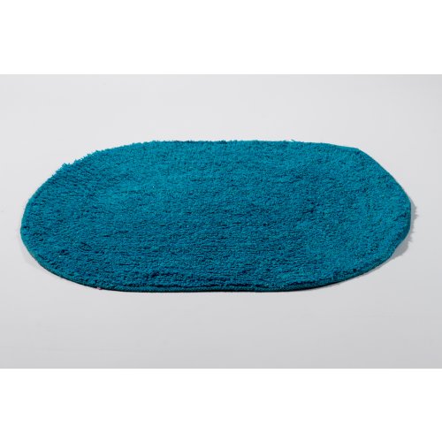 Alfombra de baño 40 x 60 cm oval lisa azul