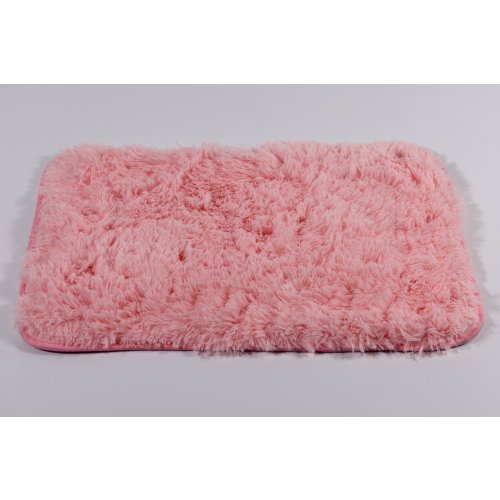 Alfombra de baño de microfibra 40 x 60 cm pelo largo rosa