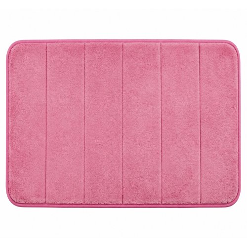 Alfombra de baño de microfibra 40 x 60 cm memory foam liso rosa