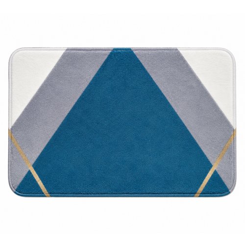 Alfomb baño triangulo microfibra 40 x 60  turquesa con guarda gris / blanca