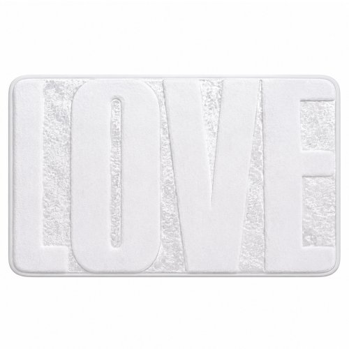(B0157 / B0171) Alfombra de baño microfibra 43 x 61 cm love blanco.