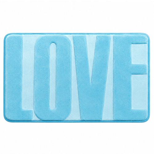 (B0157 / B0171) Alfombra de baño microfibra 43 x 61 cm love celeste.