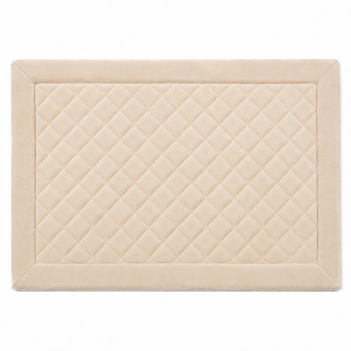 (B0202) Alfombra memory foam 50 x 80 cm con borde rayado e interior cuadrille natural