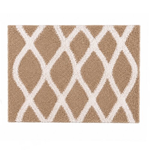 Alfombra baño 40 x 60 cm beige con rombos blancos