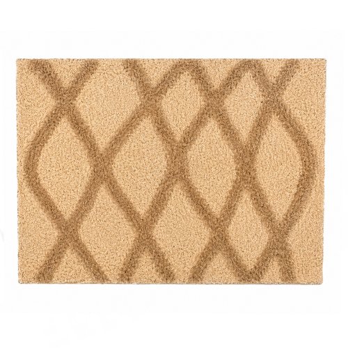 Alfombra baño 40 x 60 cm natural con rombos blancos