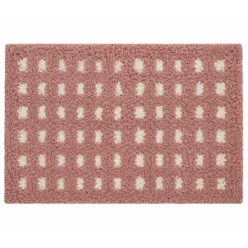 Alfombra baño 40 x 60 cm rosa con cuadrados blancos