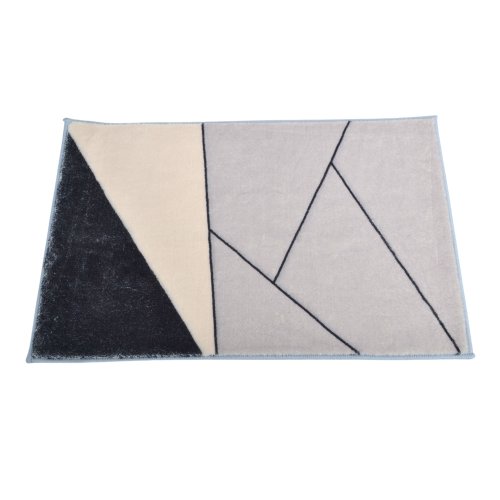 alfombra microfibra 40 x 60 cm triangulos natural gris y negro
