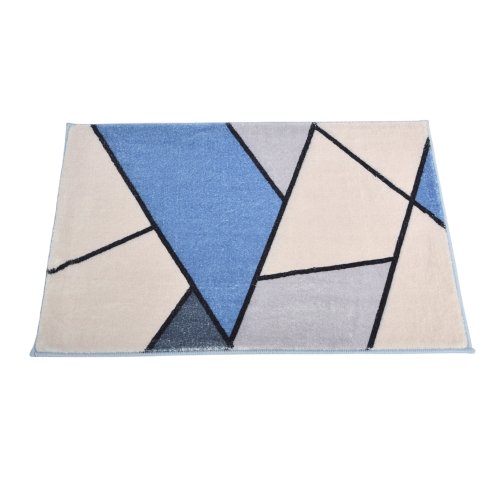 alfombra microfibra 40 x 60 cm triangulos blancos gris y azul