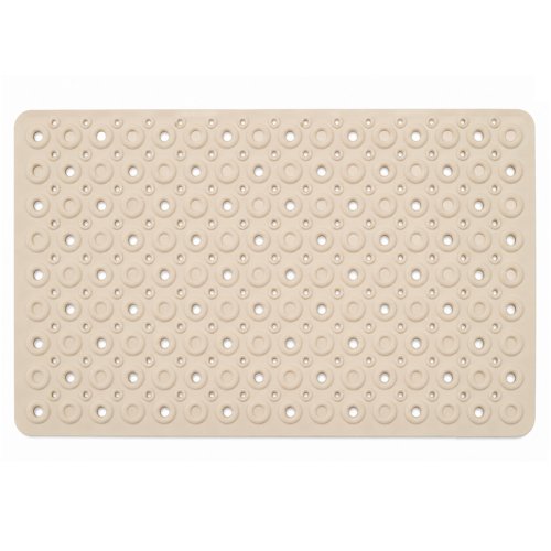 Alfombra baño pvc 38 x 68 cm natural con círculos