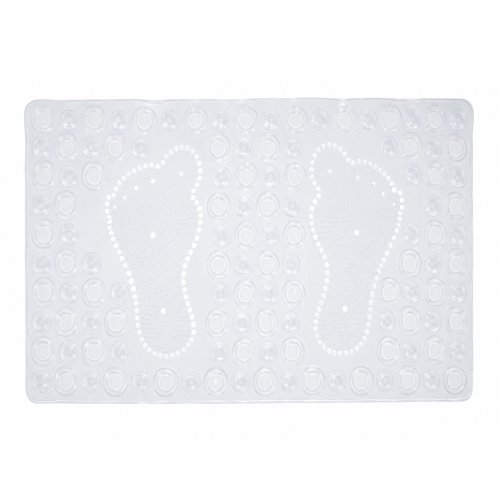 Alfombra baño pvc rectangular 34 x 64 cm pies transparente