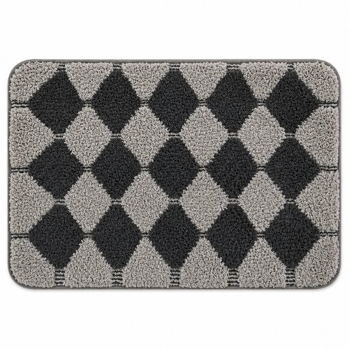 Alfombra baño 40 x 60 cm rombos gris claro y oscuro
