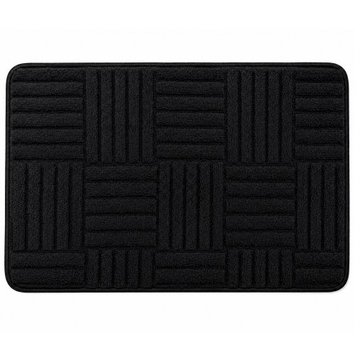 Alfombra de baño 40 x 60 cm mini cuadrados negro