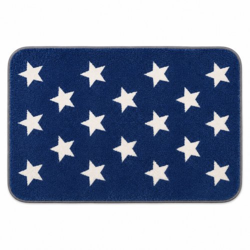 Alfombra de baño 40 x 60 cm azul estrellas blancas