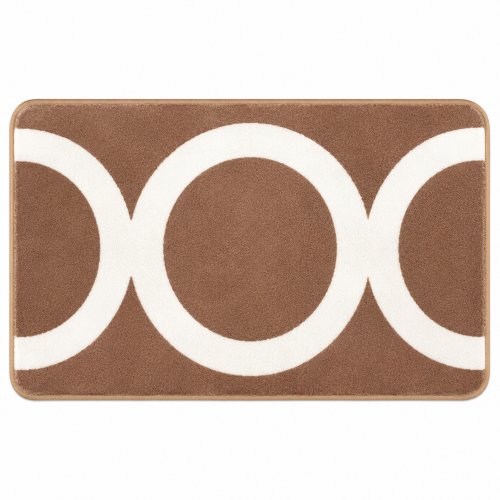 Alfombra de baño 50 x 80 cm beige círculos blancos