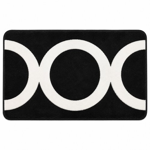 Alfombra de baño 50 x 80 cm negra círculos blancos