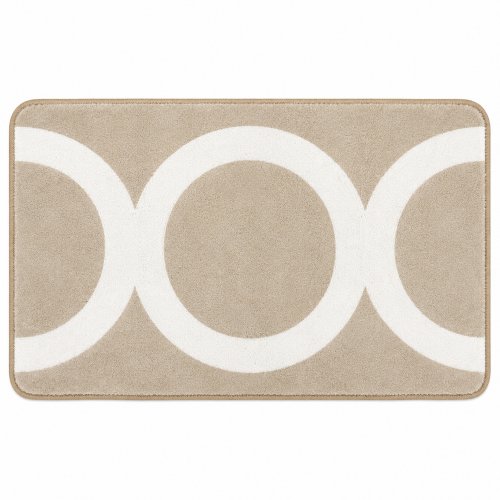 Alfombra de baño 50 x 80 cm natural círculos blancos